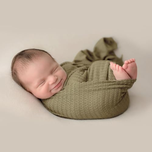 ForBaysy Newborn Photography Props for Baby Boys and Girls Newborn Wraps for Infant Baby Photoshoot Waffle Texture Knit Blanket - Image 2