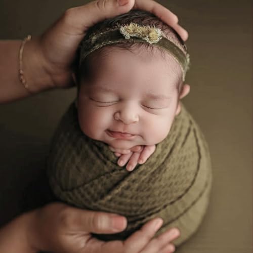ForBaysy Newborn Photography Props for Baby Boys and Girls Newborn Wraps for Infant Baby Photoshoot Waffle Texture Knit Blanket - Image 4