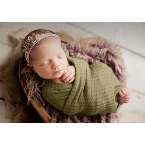 ForBaysy Newborn Photography Props for Baby Boys and Girls Newborn Wraps for Infant Baby Photoshoot Waffle Texture Knit Blanket - Image 5