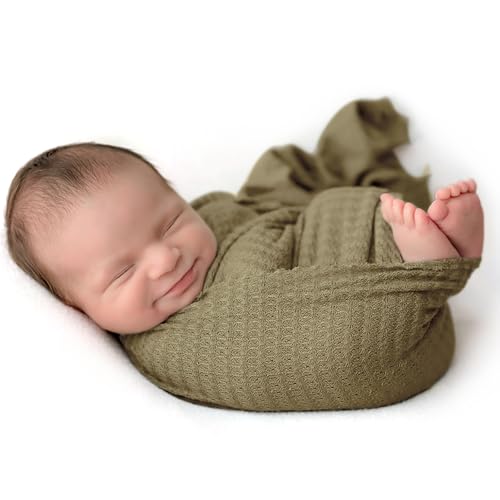 ForBaysy Newborn Photography Props for Baby Boys and Girls Newborn Wraps for Infant Baby Photoshoot Waffle Texture Knit Blanket - Image 1