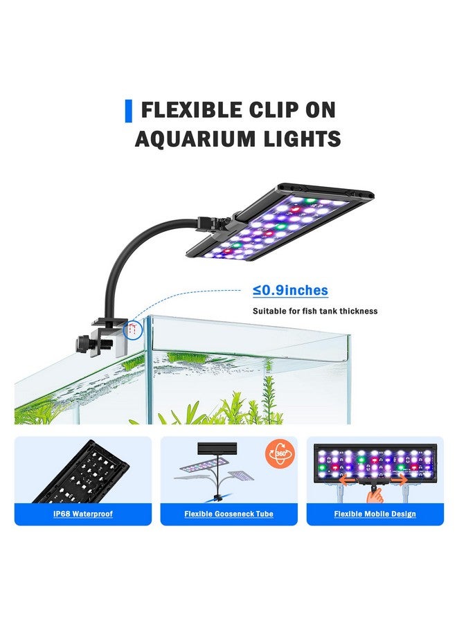AQQA LED Aquarium Light, 24/7 Mode Clip on Fish Tank Light with Memory Function, DIY Mode Full Spectrum Aquarium Plant Light, Adjustable Timer/Brightness, IP68 Waterproof for 16-24 in Fish Tank 18W - Image 4