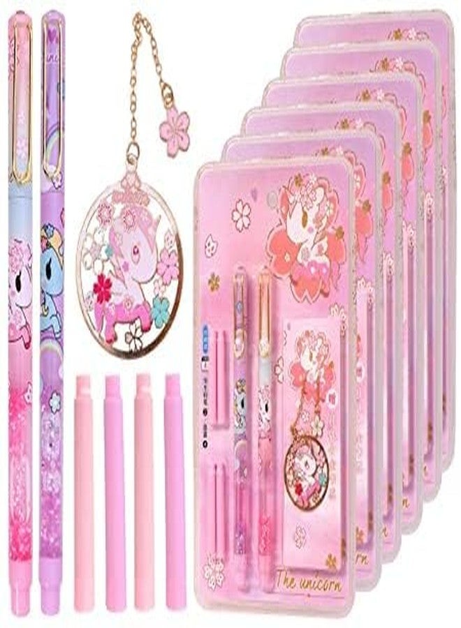 Krifa Enterprise Cute Unicorn Glitter Fountain Pen Gift Set for Kids – Pack of 2 Fancy Cartoon Pens with 4 Ink Refills & 1 Bookmark – Stylish Non-Toxic Ink Pens for School, Office & Birthday GIFT - Image 1