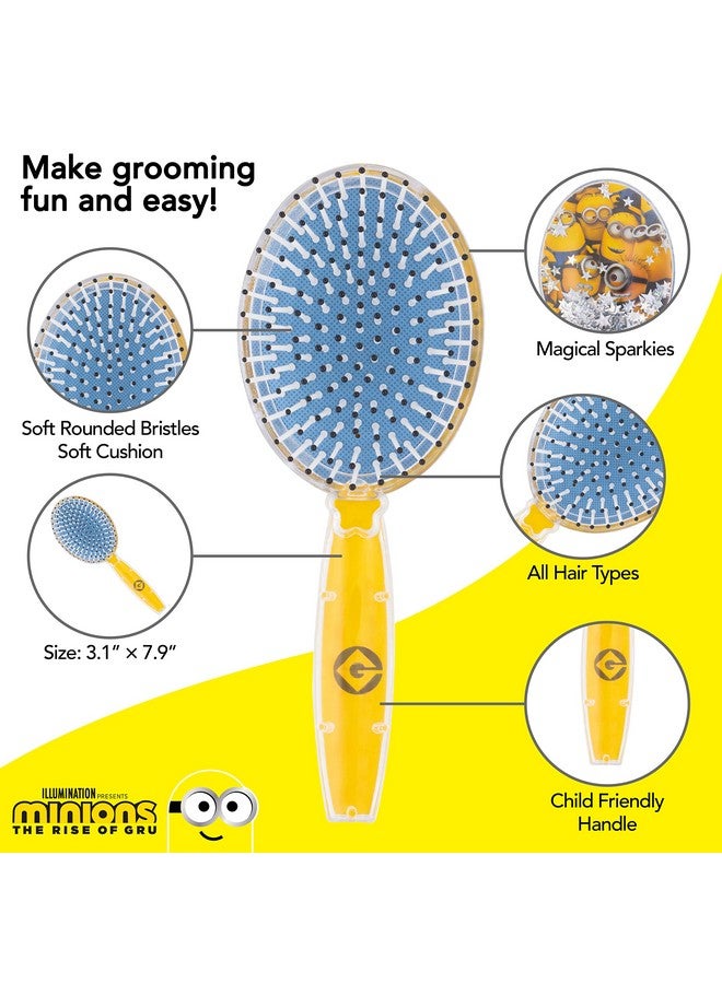 Luv Her Minions Hair Brush with Magical Sparkling Stars Confetti Hair Brush - Kids Hair Brush Ages 3+ - Image 3