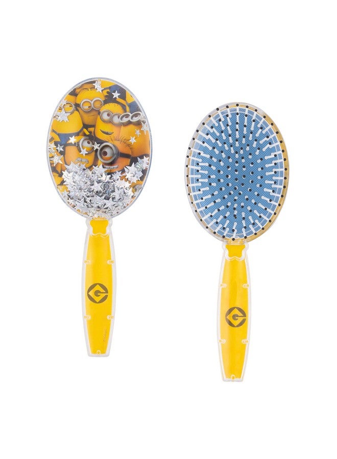 Luv Her Minions Hair Brush with Magical Sparkling Stars Confetti Hair Brush - Kids Hair Brush Ages 3+ - Image 1