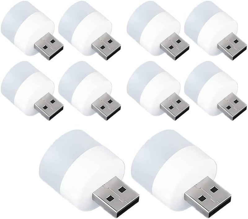 comfrt 10 PCS USB Mobile Small Round Light, USB Plug Lamp Computer Mobile Power Charging USB Small Book Lamps,LED Eye Protection Reading Light Small Round Light Night Light - Image 1