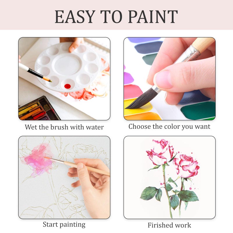 RGBMIX 14 Sheets Flower Watercolor Paper Book 9x12'' Watercoloring Pad Arts Water Coloring Pad Paint Stress-Relief Painting Pad Art Painting Supplies Ideal for Beginners - Image 3