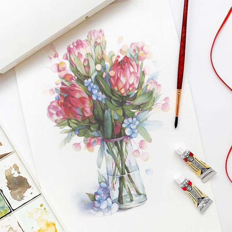 RGBMIX 14 Sheets Flower Watercolor Paper Book 9x12'' Watercoloring Pad Arts Water Coloring Pad Paint Stress-Relief Painting Pad Art Painting Supplies Ideal for Beginners - Image 4