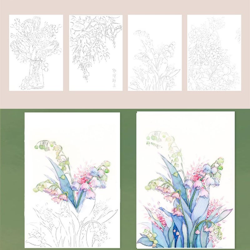 RGBMIX 14 Sheets Flower Watercolor Paper Book 9x12'' Watercoloring Pad Arts Water Coloring Pad Paint Stress-Relief Painting Pad Art Painting Supplies Ideal for Beginners - Image 5