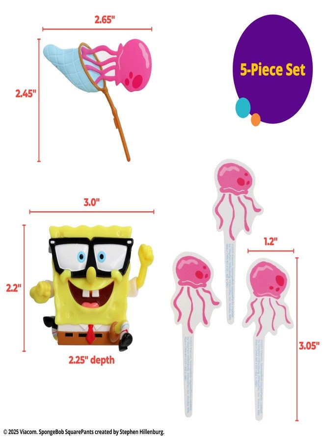 DecoPac SpongeBob SquarePants Cake Topper, Interactive 5 Piece Jellyfish Fields DecoSet Cake Decoration For Birthday & Celebrations, Food Safe, Durable - Image 3