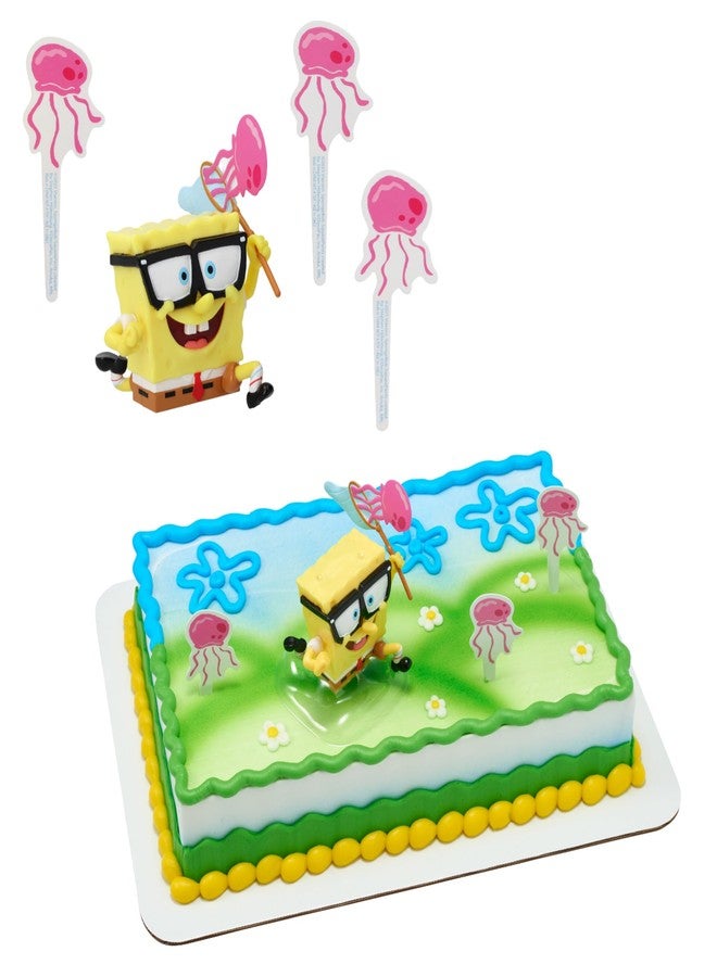 DecoPac SpongeBob SquarePants Cake Topper, Interactive 5 Piece Jellyfish Fields DecoSet Cake Decoration For Birthday & Celebrations, Food Safe, Durable - Image 1