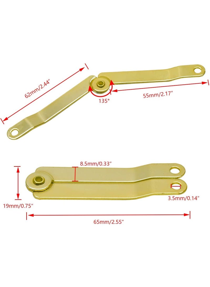 Teclican Golden Furniture Gift Box Case Chest Rotatable Folding Lid Support Hinge Stay 67mmx9mm with Screw Screws Pack of 20  - Image 3