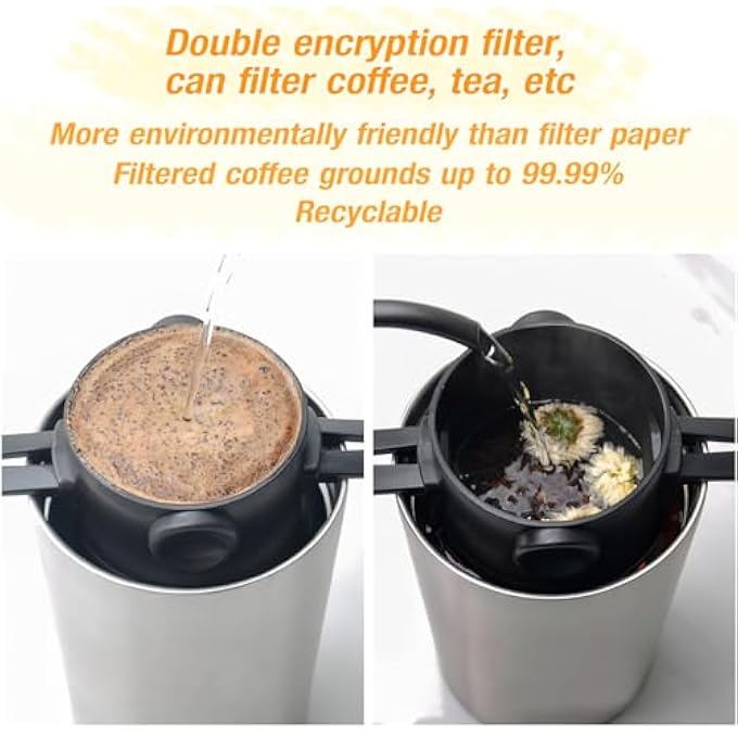 JIANGLAI Reusable Pour Over Coffee Dripper Portable Stainless Steel Cone Coffee Filter With Collapsible Holders Paperless Coffee Maker 12 Cup For Home Office And Travel Camping Black2 - Image 5
