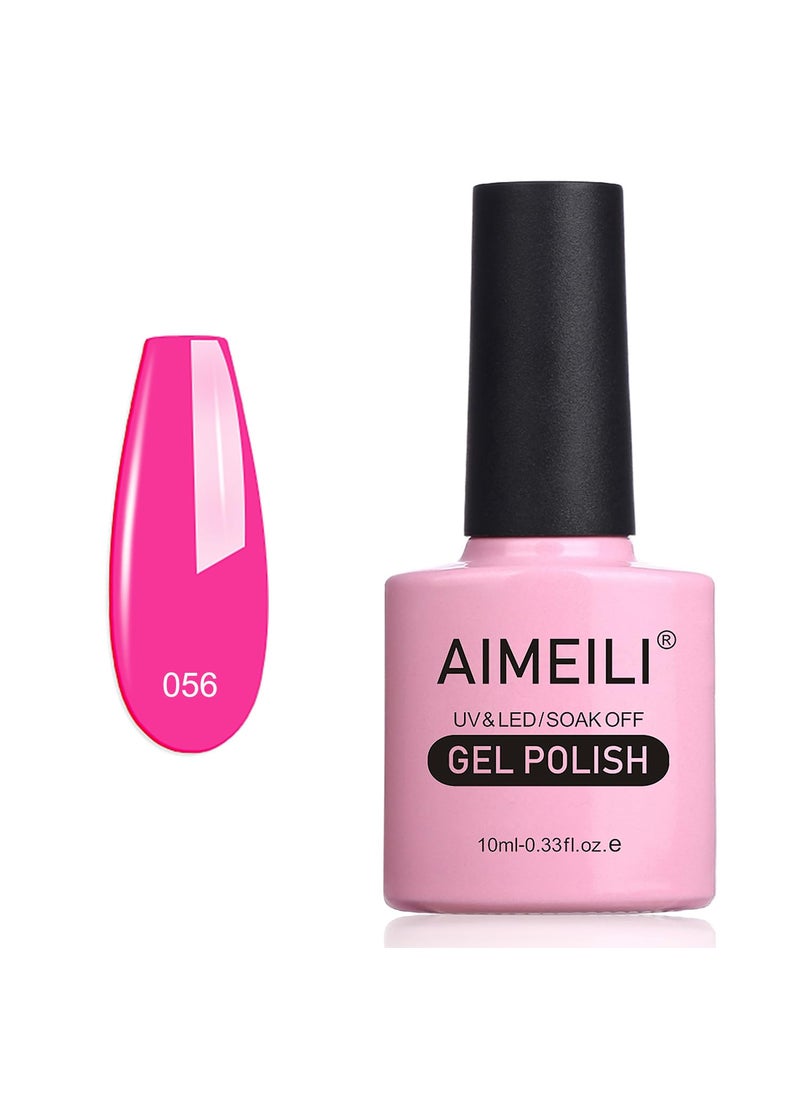 AIMEILI AIMEILI Soak Off U V LED Hot Pink Gel Nail Polish - Neon Peachy Pink (056) 10ml 