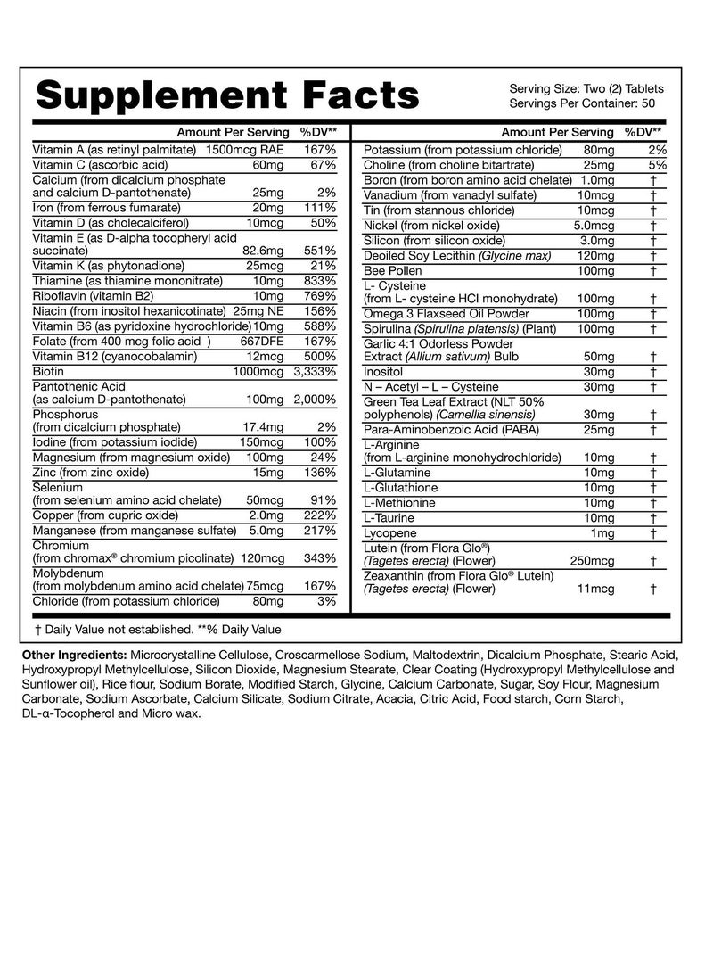 Natural Fervor Megaton Gold Super Multivitamin 30 Tablets Full spectrum of vitamins, Minerals, Phytonutrients & Antioxidants - Image 2