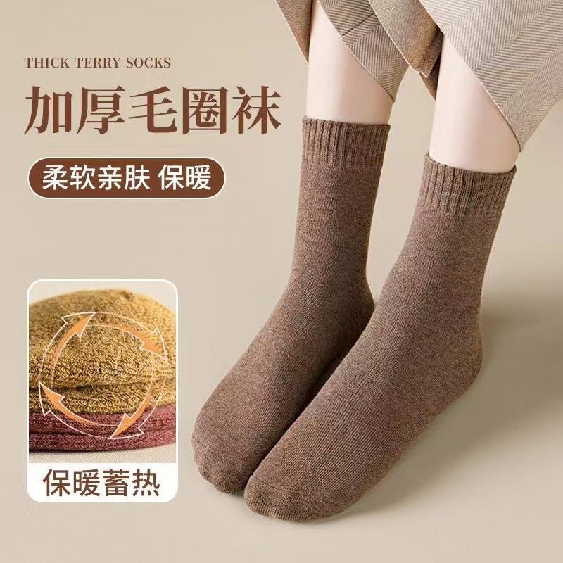 Socks Winter Men'S And Women'S Mid-Tube Socks Thickened Fleece-Lined Warm Towel Terry Socks Socks Sleep Confinement Socks - Image 2