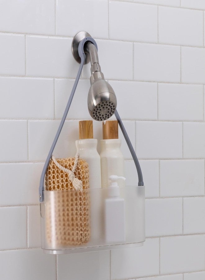 Bath Bliss 2 Way Deluxe Convertible Shower Caddy | Hang Over Shower Head or Shower Door | Bathroom Organization | Self Draining | Rust Resistant Plastic | Frost - Image 1