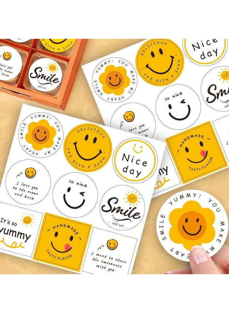 90 smiley face stickers Baking packaging stickers milk tea can sealing decoration - Image 1