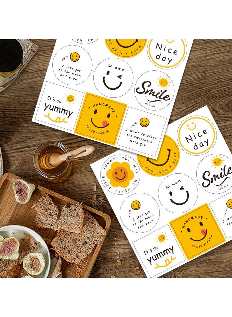 90 smiley face stickers Baking packaging stickers milk tea can sealing decoration - Image 2