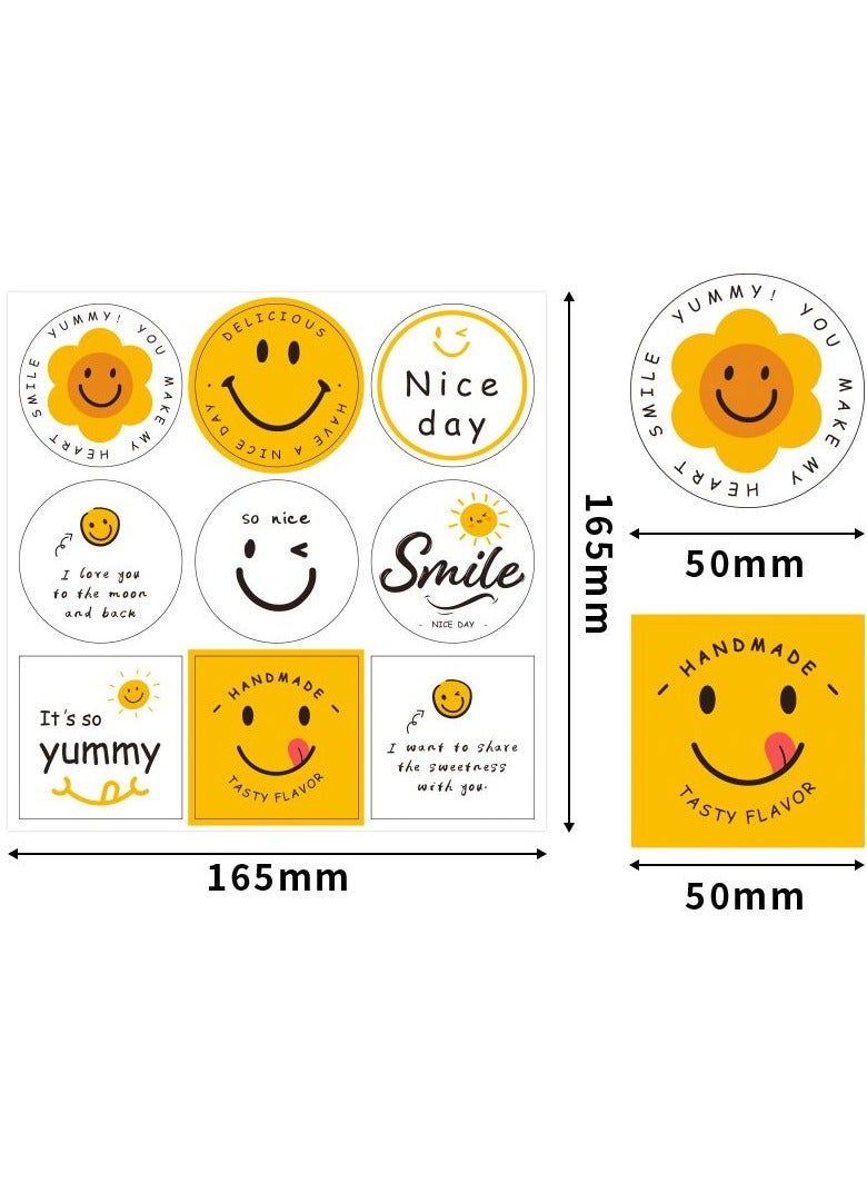 90 smiley face stickers Baking packaging stickers milk tea can sealing decoration - Image 5