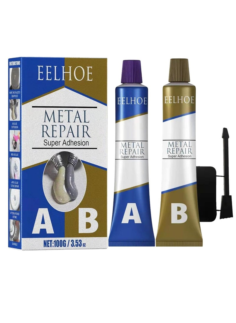 EELHOE Liquid Metal Glue, High Temperature Adhesive ab Glue, Appliances Casting Metal Repair Paste, Radiator Pipe Tank Repair Metal Filler, EELHOE Metal Repair - 100 Gram  - Image 1