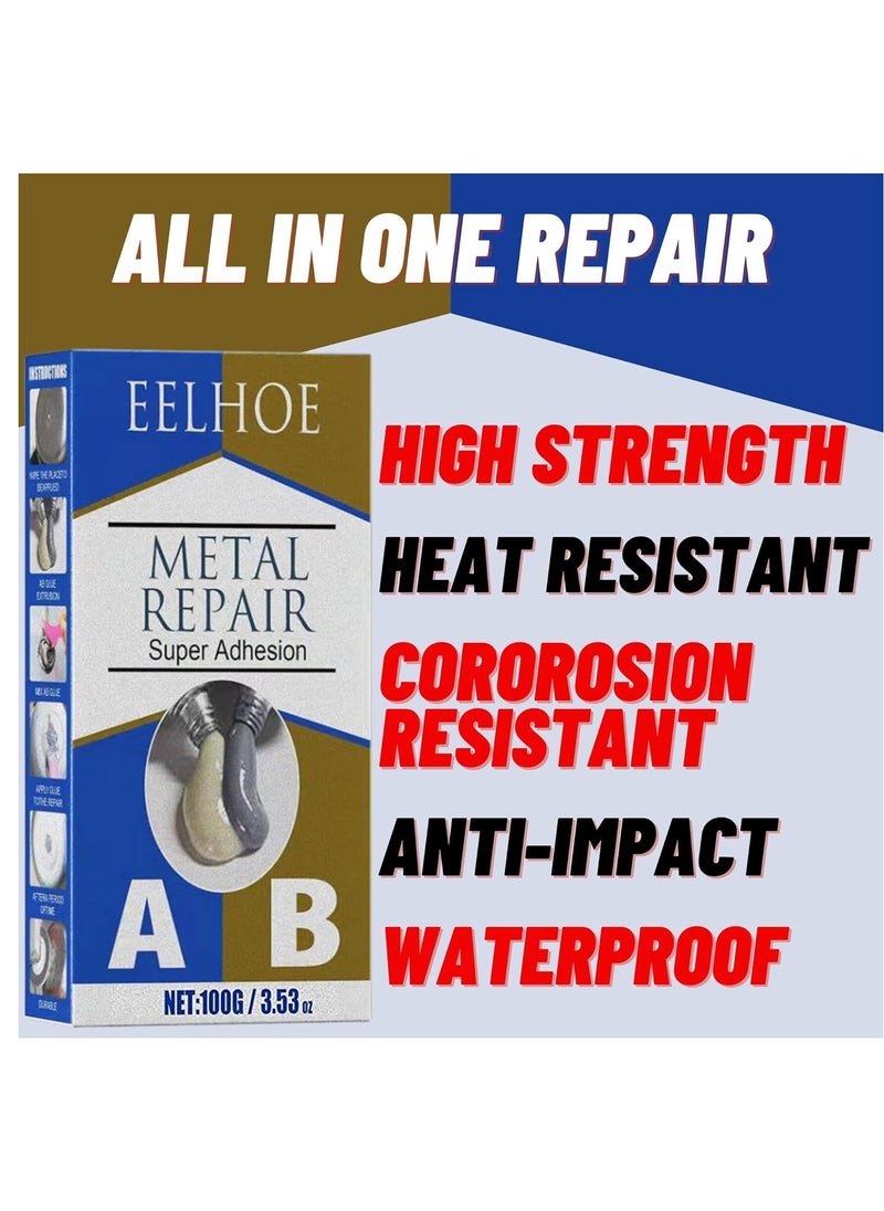 EELHOE Liquid Metal Glue, High Temperature Adhesive ab Glue, Appliances Casting Metal Repair Paste, Radiator Pipe Tank Repair Metal Filler, EELHOE Metal Repair - 100 Gram  - Image 3