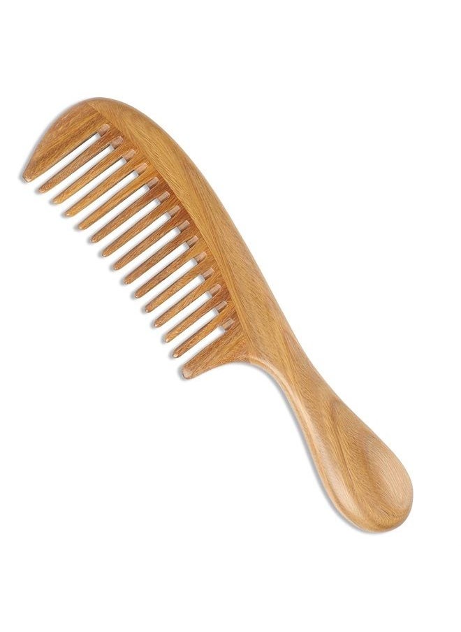 OneDor Handmade 100% Natural Green Sandalwood Hair Combs - Anti-Static Sandalwood Scent Natural Hair Detangler Wooden Comb (Wide Tooth),1 Count (Pack of 1)  - Image 1