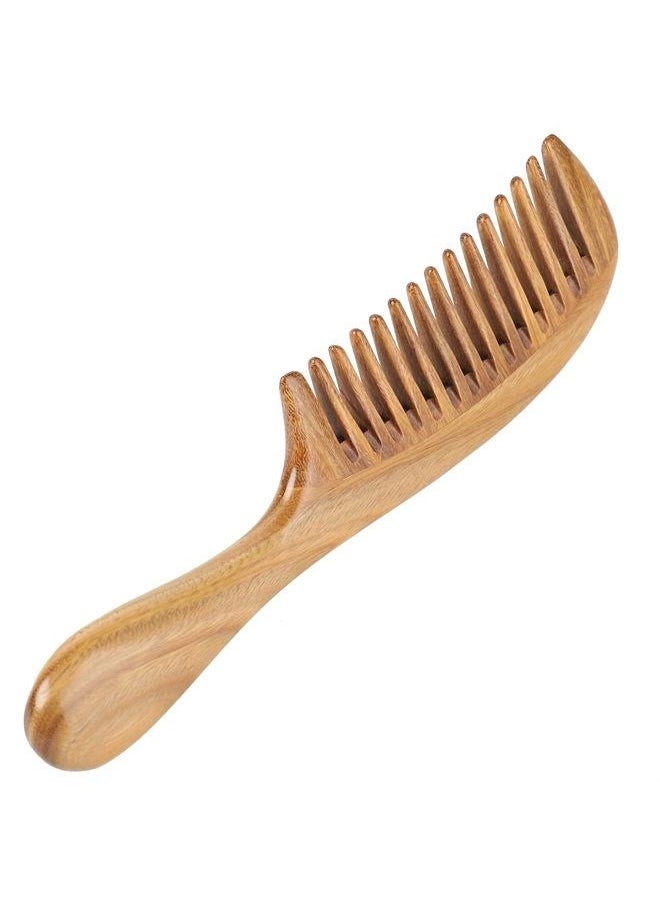 OneDor Handmade 100% Natural Green Sandalwood Hair Combs - Anti-Static Sandalwood Scent Natural Hair Detangler Wooden Comb (Wide Tooth),1 Count (Pack of 1)  - Image 4