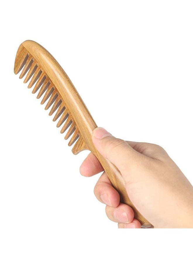 OneDor Handmade 100% Natural Green Sandalwood Hair Combs - Anti-Static Sandalwood Scent Natural Hair Detangler Wooden Comb (Wide Tooth),1 Count (Pack of 1)  - Image 2