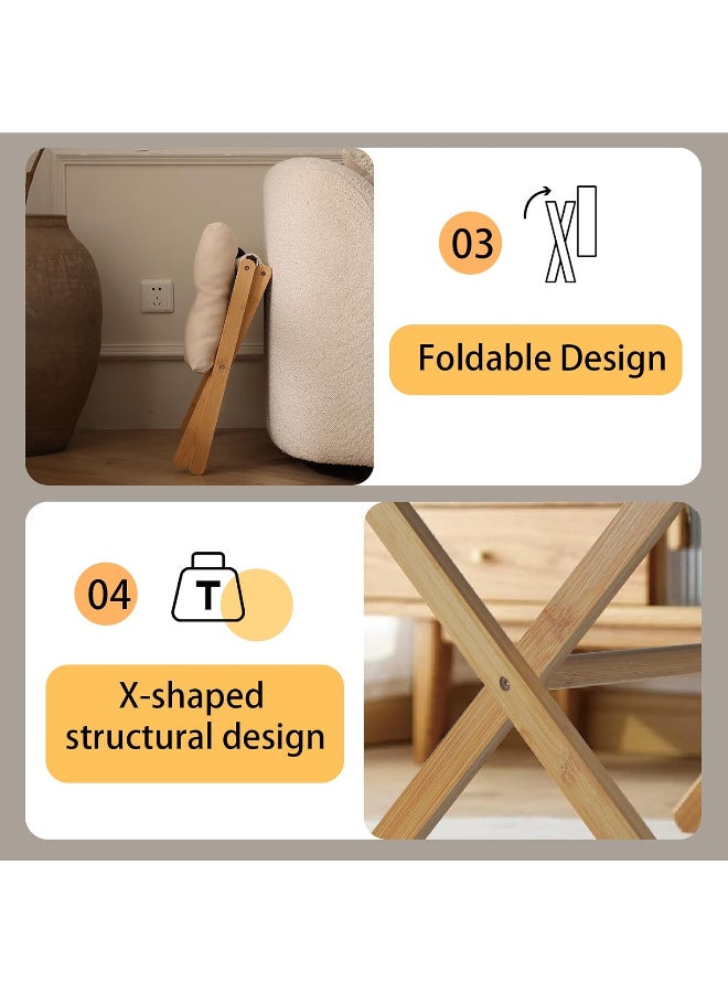 Folding Upholstered Footrest Stool, Small Accent Ottoman with Thick Cotton Cushion & Wood X Legs, Modern Padded Sofa Stool for Lazy Chair， Makeup， Bedroom， Living Room - Image 4