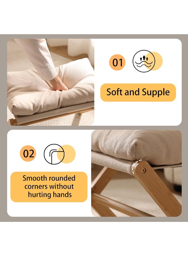 Folding Upholstered Footrest Stool, Small Accent Ottoman with Thick Cotton Cushion & Wood X Legs, Modern Padded Sofa Stool for Lazy Chair， Makeup， Bedroom， Living Room - Image 3