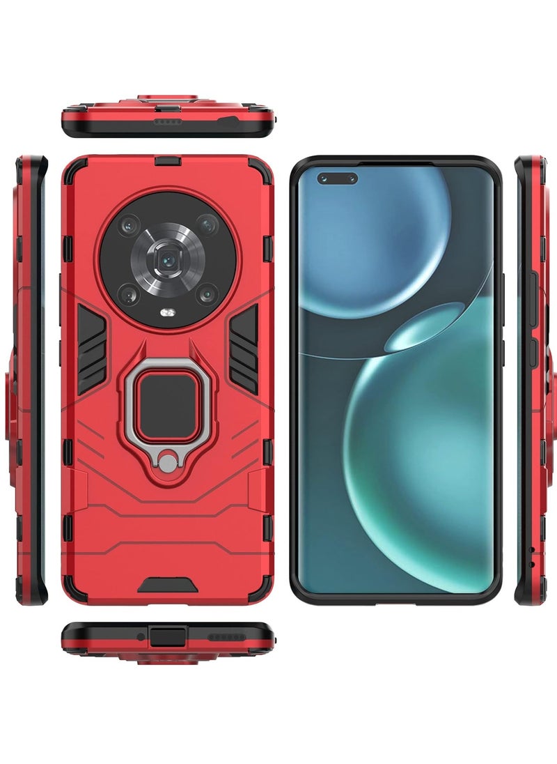 Generic - Case for Honor MAGIC 4 PRO,Hybrid Heavy Duty Protection Shockproof Defender Kickstand Armor Case Cover,Red - Image 1