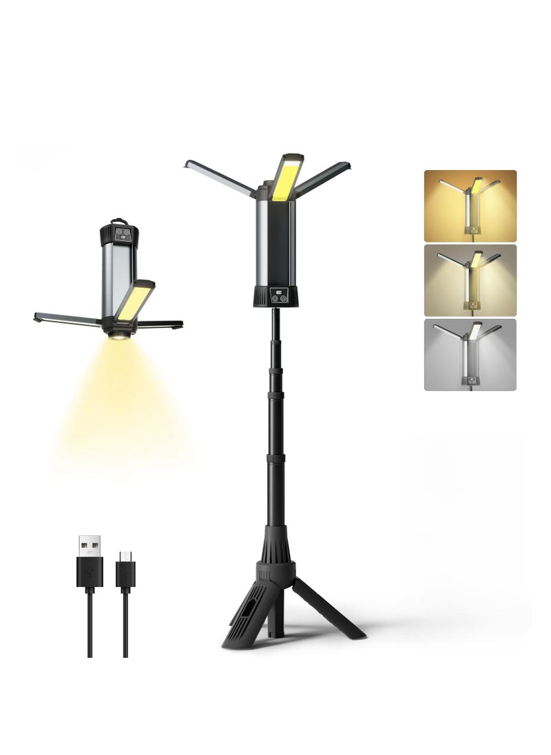 ZLH HITY Rechargeable Work Light with Stand,LED Work Light with Portable Folding Stand,Battery Work Light for Cordless,2000Lumen Outdoor Camping Construction Lights  - Image 1