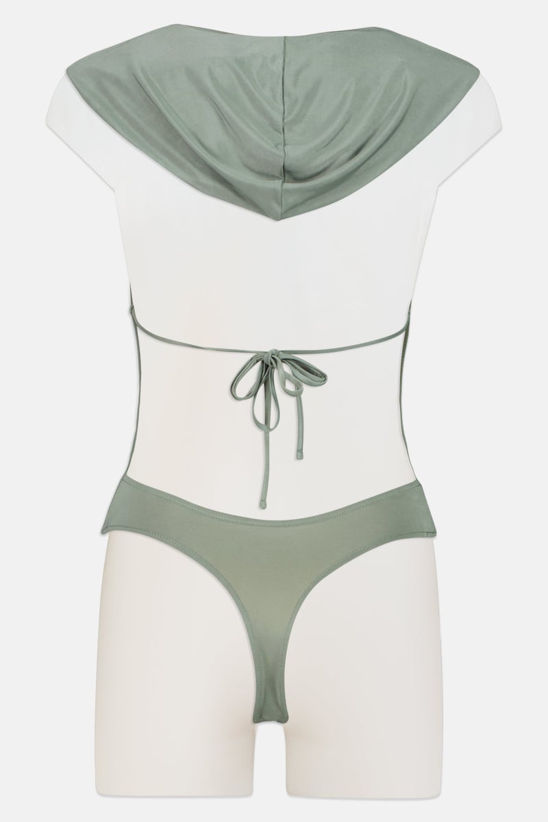 bionik Women Solid One Piece Swimwear, Dark Green - Image 2