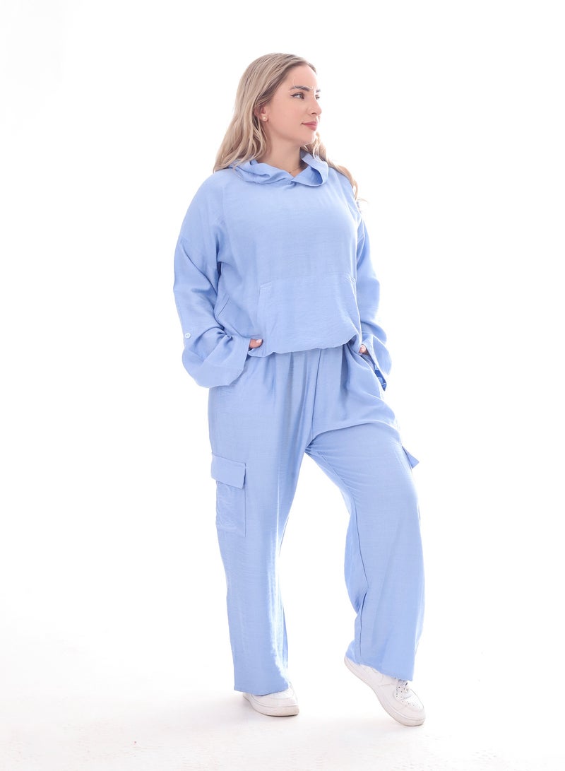 بيبو طقم حريمي سادة بكابتشو - Image 1