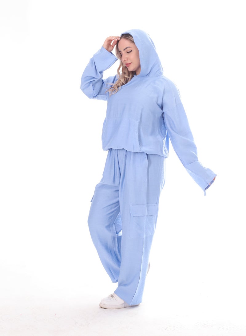 بيبو طقم حريمي سادة بكابتشو - Image 2