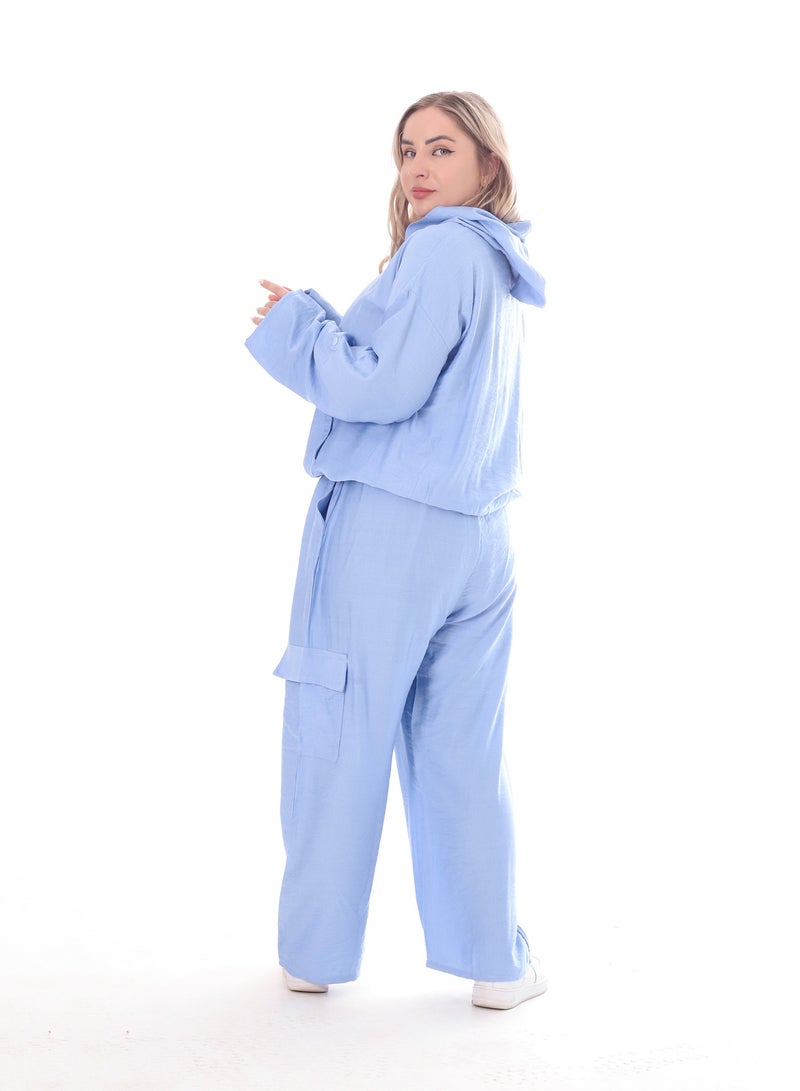 بيبو طقم حريمي سادة بكابتشو - Image 3