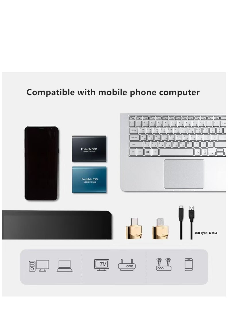 2TB Portable External Hard Drive, Mini SSD Hard Drives,Solid State External Drives,Computer Backup Drive,USB 3.1 to Type-C Support Data Storage Transfer for Windows XP PC Laptop and Mac(Blue) - Image 5