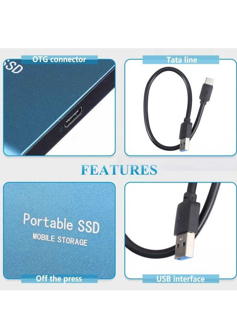 2TB Portable External Hard Drive, Mini SSD Hard Drives,Solid State External Drives,Computer Backup Drive,USB 3.1 to Type-C Support Data Storage Transfer for Windows XP PC Laptop and Mac(Blue) - Image 3
