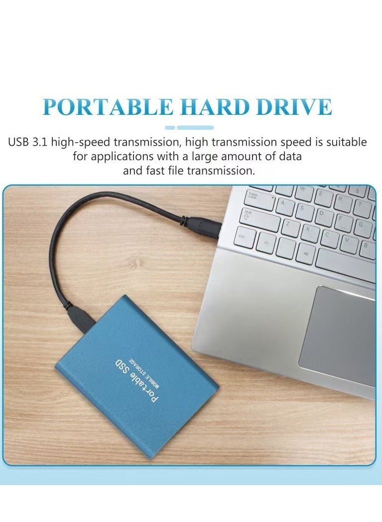 2TB Portable External Hard Drive, Mini SSD Hard Drives,Solid State External Drives,Computer Backup Drive,USB 3.1 to Type-C Support Data Storage Transfer for Windows XP PC Laptop and Mac(Blue) - Image 4