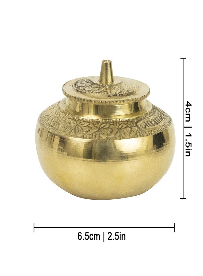 Spillbox Brass Box Pooja | Puja | Roli | Chawal |Puja Box |Dabbi | Dibbi | Dhani | Dani Lid Holder- Pot, Small, Gold - Image 4