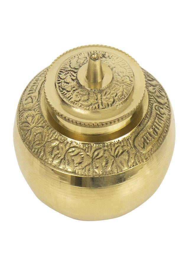 Spillbox Brass Box Pooja | Puja | Roli | Chawal |Puja Box |Dabbi | Dibbi | Dhani | Dani Lid Holder- Pot, Small, Gold - Image 1