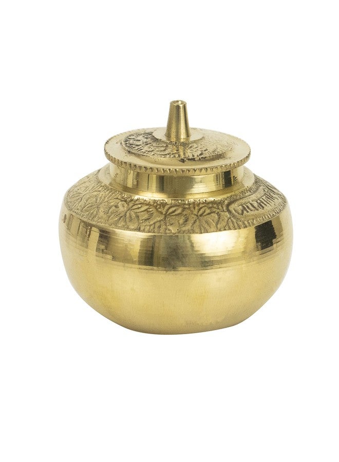 Spillbox Brass Box Pooja | Puja | Roli | Chawal |Puja Box |Dabbi | Dibbi | Dhani | Dani Lid Holder- Pot, Small, Gold - Image 2