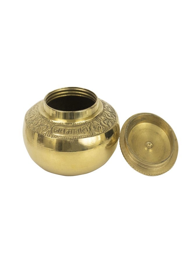 Spillbox Brass Box Pooja | Puja | Roli | Chawal |Puja Box |Dabbi | Dibbi | Dhani | Dani Lid Holder- Pot, Small, Gold - Image 3
