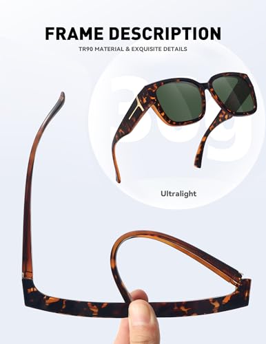 MEETSUN Fit Over Glasses Sunglasses for Women Men Large Trendy Polarized Sunglasses for Driving UV Protection Brown Tortoise Green - Image 5