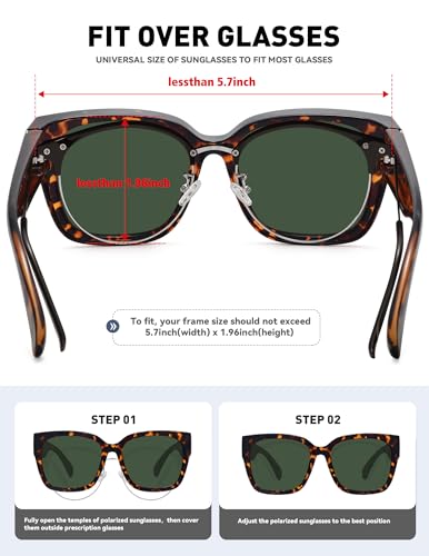 MEETSUN Fit Over Glasses Sunglasses for Women Men Large Trendy Polarized Sunglasses for Driving UV Protection Brown Tortoise Green - Image 4
