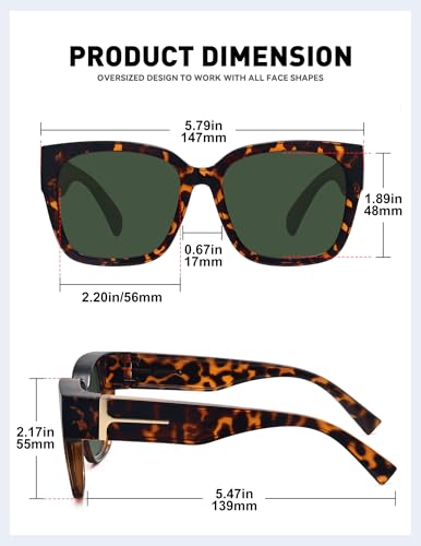 MEETSUN Fit Over Glasses Sunglasses for Women Men Large Trendy Polarized Sunglasses for Driving UV Protection Brown Tortoise Green - Image 3