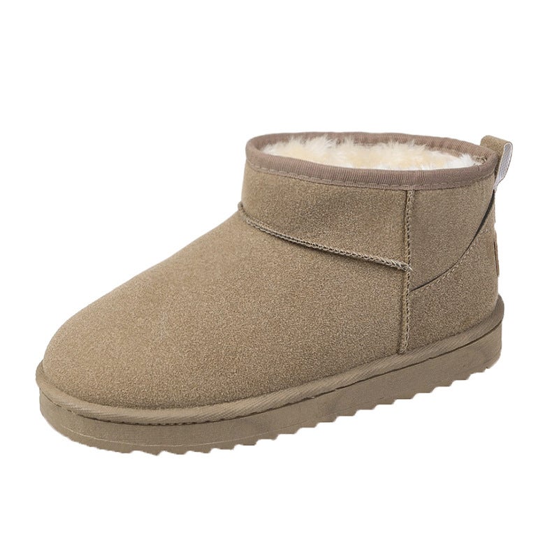 Plus Size Thick Platform Womens Snow Boots Khaki