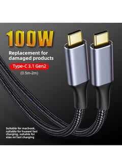 Generic Typec Data Cable 3.1 Male-to-male Charging Cable 5A100W16 Core Full-function 4K Tablet Video Cable-Color:Black 0.5 M [typec3.1 Male To Male]]  - Image 2