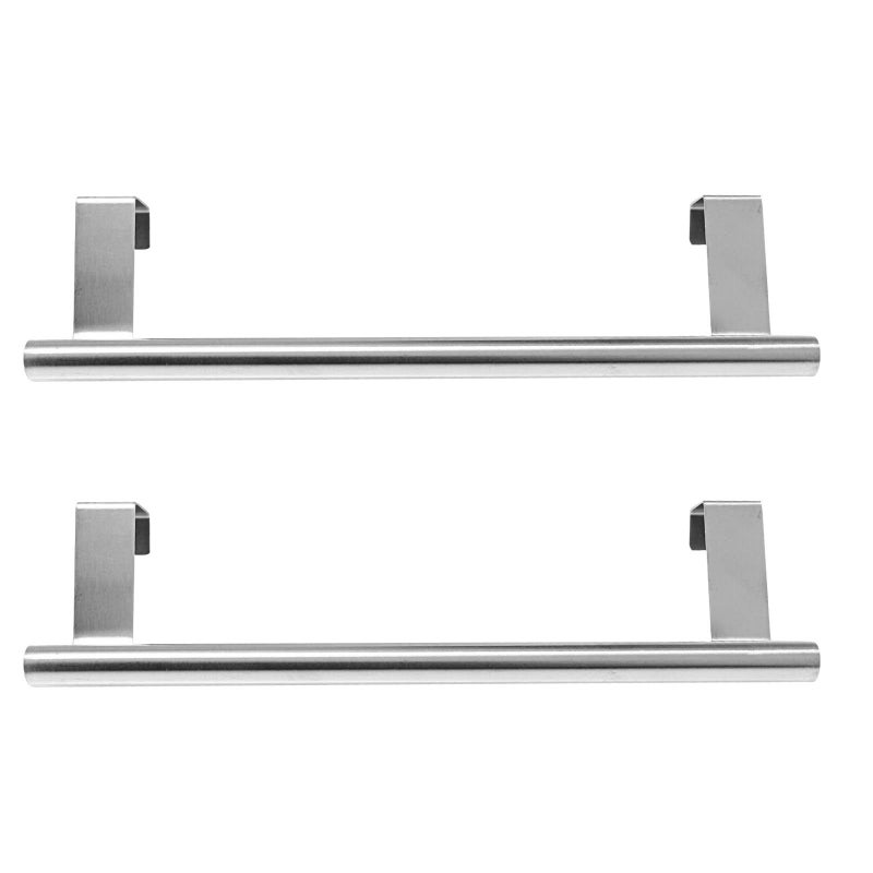 2 Pcs Stainless Steel Towel Rack Nail Free Over Door Bathroom Storage Holder 23cm - Image 2
