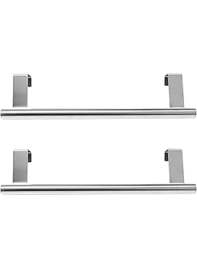 2 Pcs Stainless Steel Towel Rack Nail Free Over Door Bathroom Storage Holder 23cm - Image 1